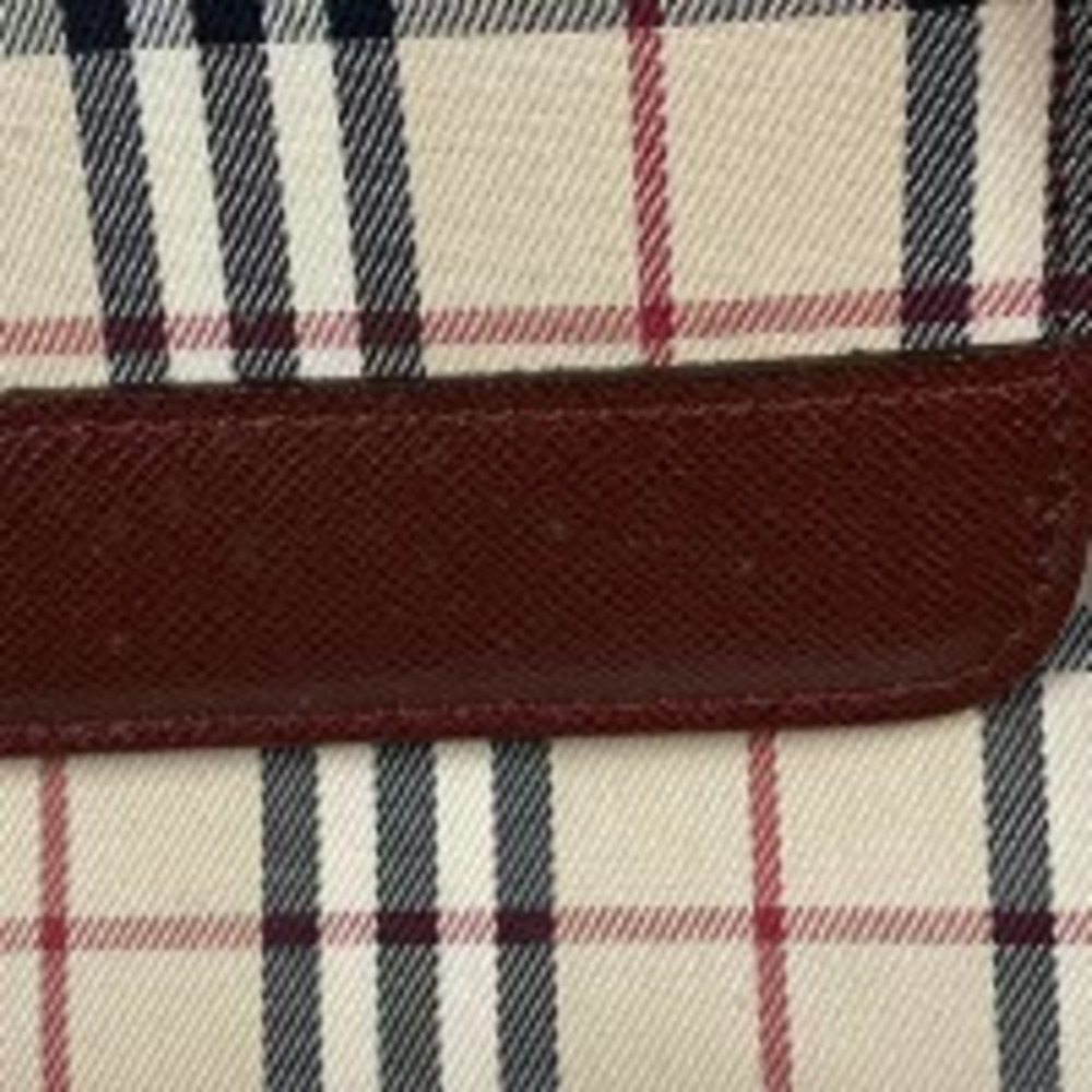 Burberry shoulder bag check Hobo Nova canvas beige Burgundy Red - Picture 3 of 6